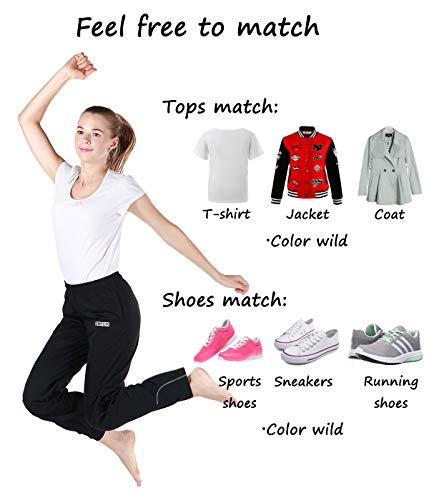 cenfor Womens Black Sweatpants with Pockets No See Through Stretch Fitness Pants Daily Pant Loose Drawstring Jogger Size Large
