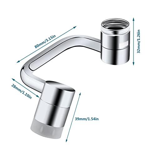 1080 Degree Rotatable Faucet Aerator,Swivel Faucet Attachment,Universal Large Angle Swivel Faucet Sink Face Wash Attachment With 2 Sprayer Modes Splash Bathroom Sink Sprayer (Silver)