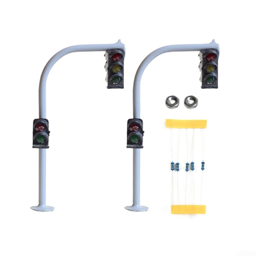 Photo 1 of 2pcs Model LED Traffic Lights N Scale, Model Railroad Train Signals 3-Lights Block Signal HO Scale