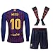 Season 18/19 Barcelona #10 Messi Home Kids/Youth Long Sleeve Soccer Jerseys/Shorts/Socks Red/Blue