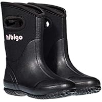 hibigo Kids Toddler Neoprene Rain Boots Winter Warm Snow Muck Boots Boys Girls Waterproof Outdoor Mudboots Solid Color