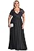 Lalagen Women's Lace Sleeve V Neck Plus Size Evening Maxi Dress Gown