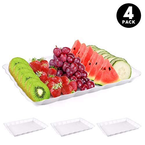 image for silver collection Rectangular White Plastic Trays, Disposable Serving 