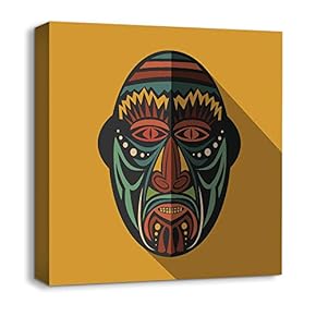 Canvas Wall Art African Culture Pattern Painting Artwork for Home Prints Framed - 12x12 inches