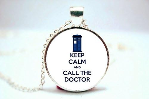 Pretty Lee 2015 Fashion Doctor Who Inspired Keep Calm And Call The Doctor Tardis Necklace Glass Cabochon Dome Pendant Christmas gift