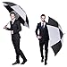 G4Free 62 Inch Automatic Open Golf Umbrella Extra Large Oversize Double Canopy Vented Windproof Waterproof Stick Umbrellas(Black/White)