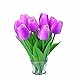 Decora 10Pcs/Bag PU Holland Mini Tulip Artificial Flower Real Touch Tulip for Wedding,Home,Hotel,Party Decoration Mother's (Purple)