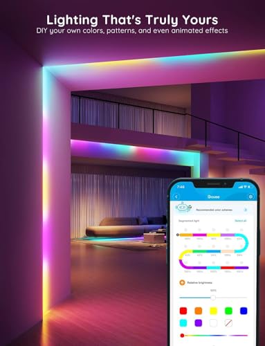 Govee 30m RGBIC LED Strip Lights, Smart LED Lights Work with Alexa and Google Assistant, App Control Segmented DIY Colour Changing, 2 Rolls of 15m LED Strips, WiFi LED Strip for Bedroom