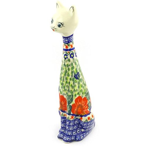 Click Here to See More Images Ceramika Bona H6662F Polish Pottery Ceramic Cat Figurine Hand Painted, 13-Inch
