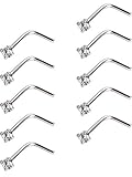 Mudder 10 Piece Curved Nose Stud Steel Nose Ring Cubic Zirconia L Bend Bar Piercing Jewelry, 20 Gauge
