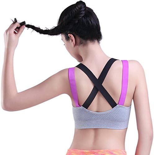 HeartFor Racerback Sports Bras for Women - Padded High Impact Workout ,Pack of 2