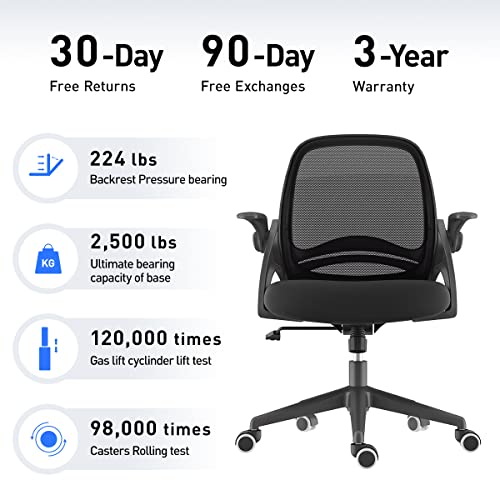 Hbada Office Chair with FlipUp Armrests, Desk Chair with Saddle