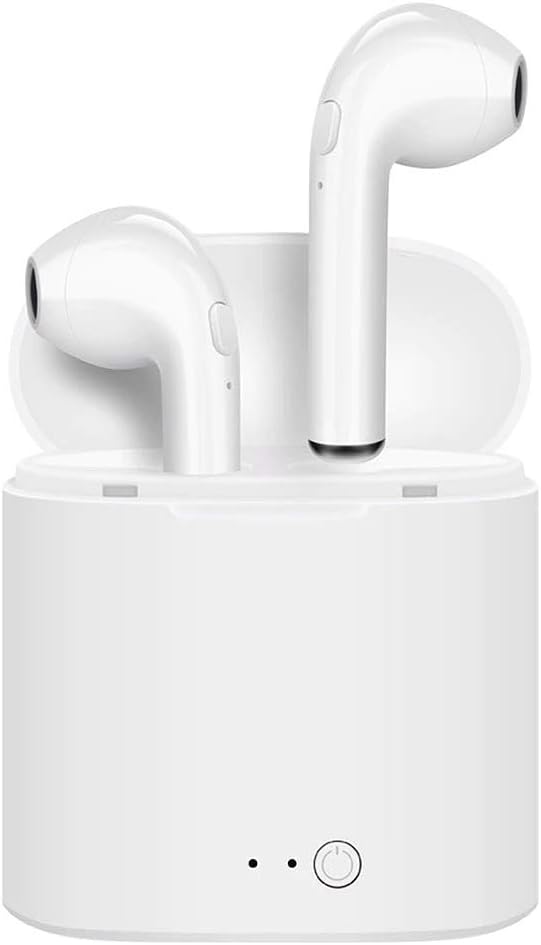 Mobspy i7 Mini Wireless Earbuds – Bluetooth V4.2 – Full Stereo Headset – with Charging Case for iPhone 7 Airpods – Dual Ear, White