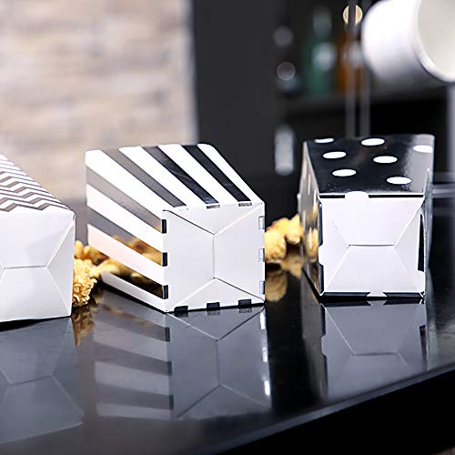 CLAIREBOX Popcorn Boxes Silver Stamping Trio Polka Dot, Chevron, and Striped Assorted Designs - Movie Theater Night, Festivals, Wedding Favors (30 Boxes) - Thumbnail 4