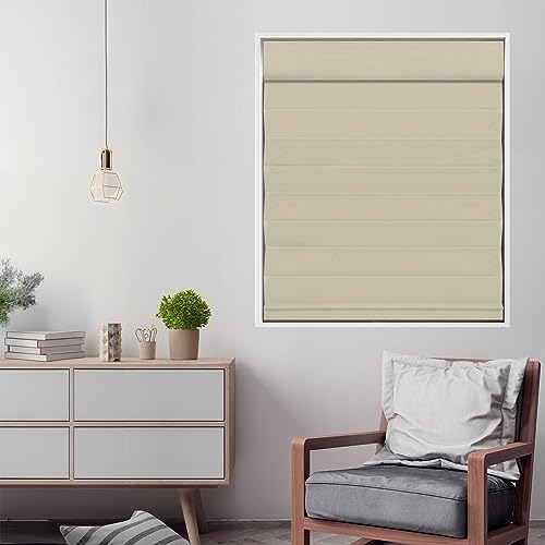 DEZ FURNISHINGS Cordless Blackout Roman Cellular Shade, 52″W x 72″H, Khaki