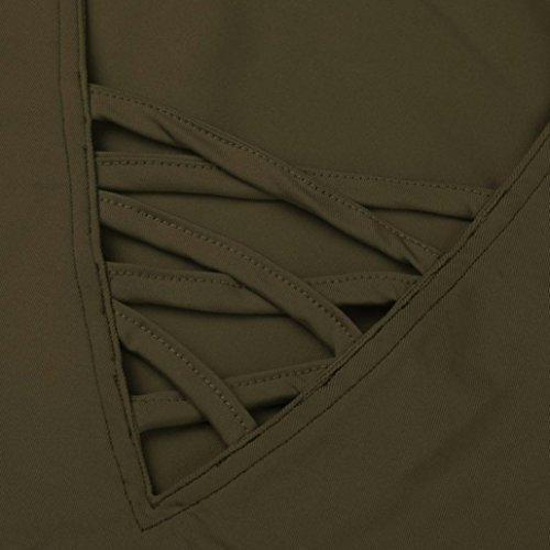 Sumen Women's V Neck Lace up Strappy Criss Cross Tank Tops Sleeveless Casual Blouse (M, Army Green) - Thumbnail 5