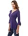 PattyBoutik Women's Henley Lace Inset 3/4 Bell Sleeve Blouse