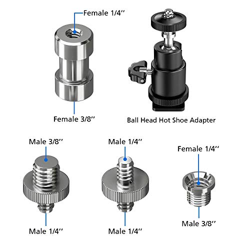 Muscccm Camera Screw, 21 Pcs 1/4 Inch and 3/8 Inch Converter Threaded Screws 1/4" Hot Shoe Adapter Mount Camera Ball Head Set for Camera/Tripod/ Monopod/Light Stand - Thumbnail 2