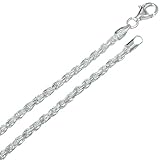 3mm .925 Sterling Silver Diamond-Cut Rope Link Chain Necklace