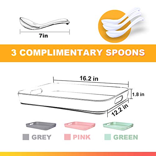 Serving Tray, XDW-GIFTS Bamboo Fiber Melamine Serving Trays with Handle Premium Modern Plastic Food and Drink Tray for Parties Coffee Table Home Storage Pack of 3