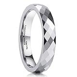 King Will 4mm Diamond Faceted High Polished Domed Tungsten Carbide Ring Wedding Band