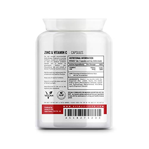 Vitamin-C-1000mg-Zinc-40mg--Premium-Quality-90-Capsules-Ascorbic-Acid-Zinc--Support-Immune-System-UK-Made-GMP--Vegan-Friendly