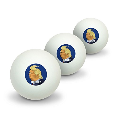 Huge! Donald Trump Caricature with Wind Blowing Hair Funny Novelty Table Tennis Ping Pong Ball 3 Pack