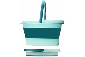 HUNIUPORE Collapsible Foot Soak Tub with Handle,Feet Soaking Tub Pedicure Spa Foot Bath Basin,with Massaging Acupoints Multifunction Buckets for Cleaning Mop,Camping,Foldable Laundry Baske (Green)
