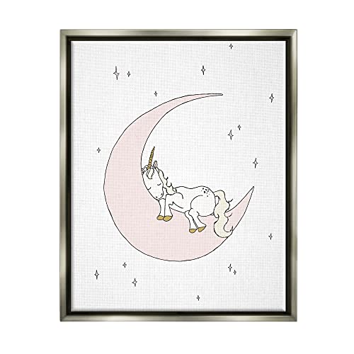 Stupell Industries Cozy Sleeping Unicorn Nighttime Moon Delicate Stars Floating…