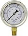 PIC Gauge PRO-201L-254J Glycerin Filled Industrial Bottom Mount Pressure Gauge with Stainless Steel Case, Brass Internals, Plastic Lens, 2-1/2