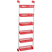 Household Essentials 6-Tier Basket Over-The-Door Organizer, Red