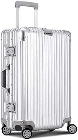 Aluminum-Magnesium Alloy Trolley Case Aluminum Frame Suitcase Metal Trolley Case Boarding Caster (Color : Silver, Size : 29 inches)