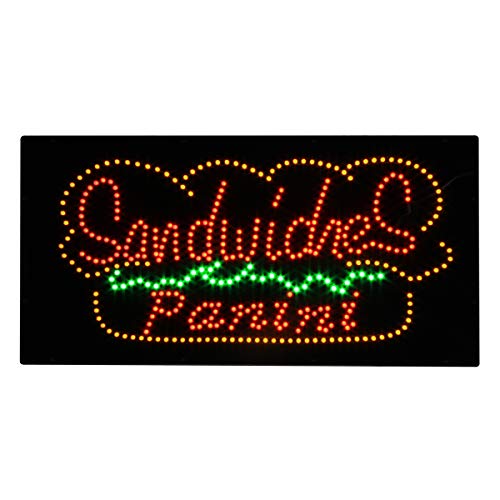 LED Sandwich Open Light Sign Super Bright Electric Advertising Display Board for Pizza Hot Dog Burger KebabGBusiness Shop Store Window Bedroom Decor 24 x 12 inches