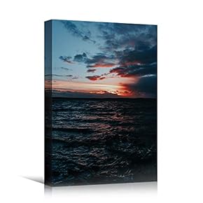 signwin Canvas Wall Art Dark Ocean Sunset Bedroom...