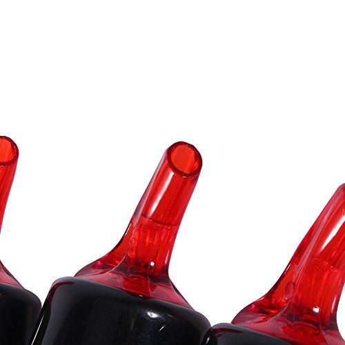 Automatic Measure Liquor Pourers, Plastic Measured Liquor Spirit Pourer Free Flow Wine Bottle Pour Spout Stopper Transparent for Home Bar (Red, 12)