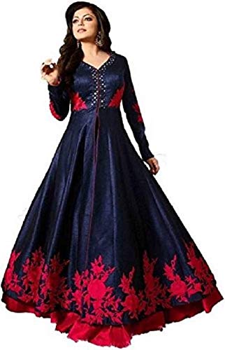 renzydeal fashion women's anarkali gown (dark blue, free size)