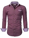 Doublju Mens Long Sleeve Slim Fit Tailored Button Down Collared Shirt