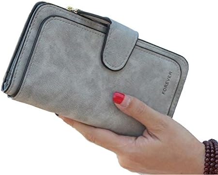 XUNFEIWomen Wallet PU Matte Leather Large Capacity Long Wallet Card Organizer Ladies Purse