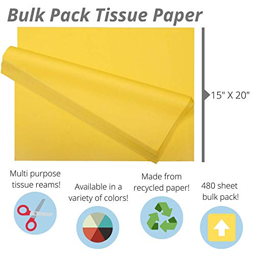 Crown 480 Sheets Bulk Pack Yellow Tissue Paper Gift Wrap Ream of