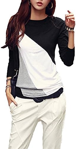 Streetwear Style Color-Block Blocking Slim Fit Basic T-Shirt Blouse Top XL Black