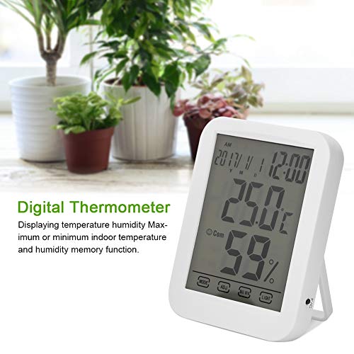 Digital Mini Instant-Read Temperature Touch Large Screen Clock Temperature and Humidity Meter Thermometer Digital Thermometer Digital Hygrometer for Household Office Gym Kitchen etc