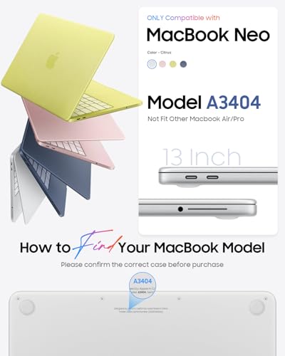 FINTIE Case for Macbook Neo 13-inch (2026) A18 Pro Chip (Model A3404) - Ultra Slim Anti-Yellowing Transparent Hard Shell Protective Cover for Macbook Neo 13" Retina Display, Crystal Clear