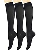 Yomandamor Women's Mild(8-15 mmHg) Compression Socks(3 Pair Packs) Size 9-11 (Assorted) (9-11, Black)