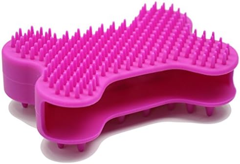 HeeYaa Dog Brush Dog Cat Pet Brushes for Shedding and Grooming Bone Shaped Silicone Dog Glove for Washing Pet Hair Comb for Matted Hair (Purple)