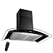 AKDY 30 in. Convertible Wall Mount Range Hood in Black Painted Stainless Steel with Tempered Glass and Remote Control
