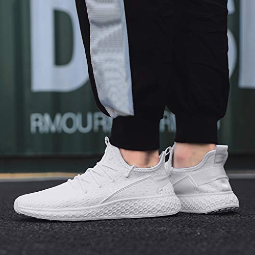 Mysky Popular Men Casual Solid Color Outdoor Walking Shoes Male Comfy Breathable Running Sports Shoes Sneakers White