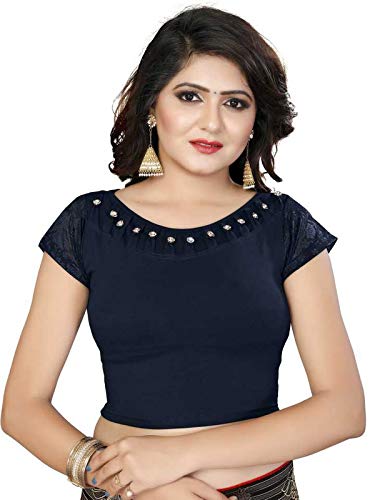 Women's Cotton Stretchable Blouse(Navy Blue;XL)