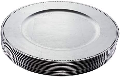 Simply Home USA 13'' Plate Charger Sliver Beaded Round Premium Finest Quality, Pack Of 12 …