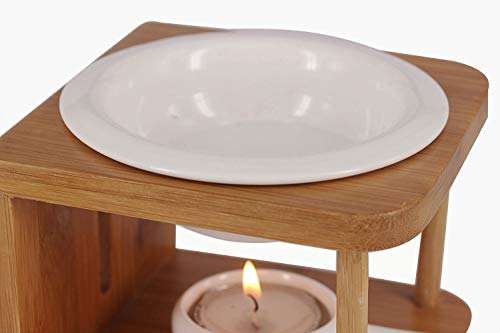 Singeek-Upgraded-100ML-Ceramic-Essential-Oil-BurnerWax-Melt-Warmer-with-Tea-Light-HolderCool-Home-Fragrance-Diffuser-for-Spa-Yoga-Meditation-Bamboo-Wood