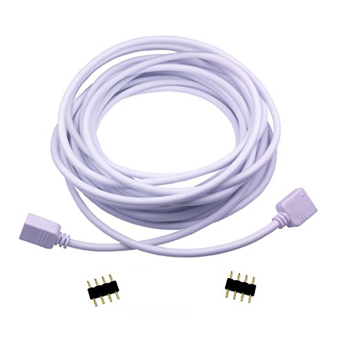 TronicsPros 4pcs 2.5m 8.2ft RGB Extension Cable Cord 4 Pin Flex LED Tape LED Ribbon LED Rope Light Connector Wire for RGB 5050 3528 2835 Flexible LED Strip Light w/ 8x Male to Male 4-Pin Adapter Plug